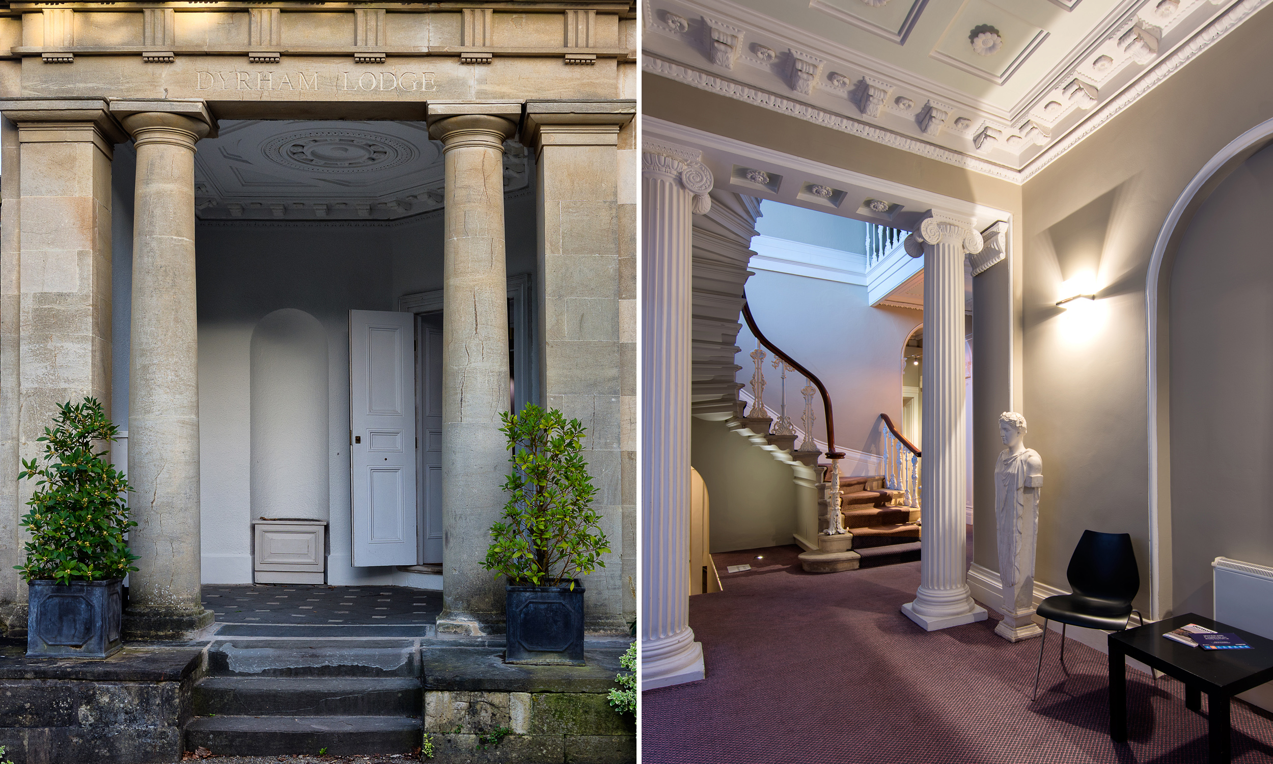 Entrance and entrance hall at Dyrham Lodge Offices
